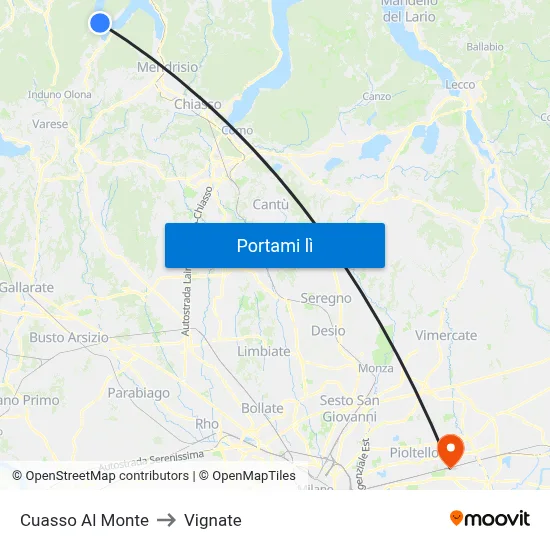 Cuasso Al Monte to Vignate map