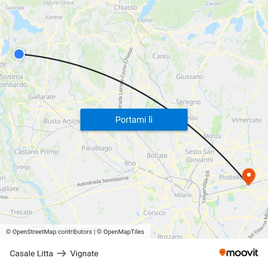 Casale Litta to Vignate map