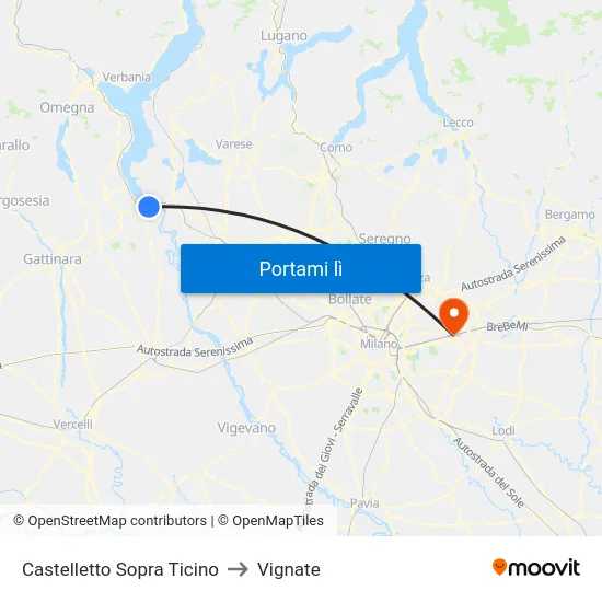 Castelletto Sopra Ticino to Vignate map
