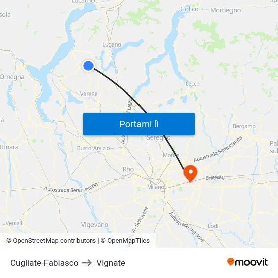 Cugliate-Fabiasco to Vignate map