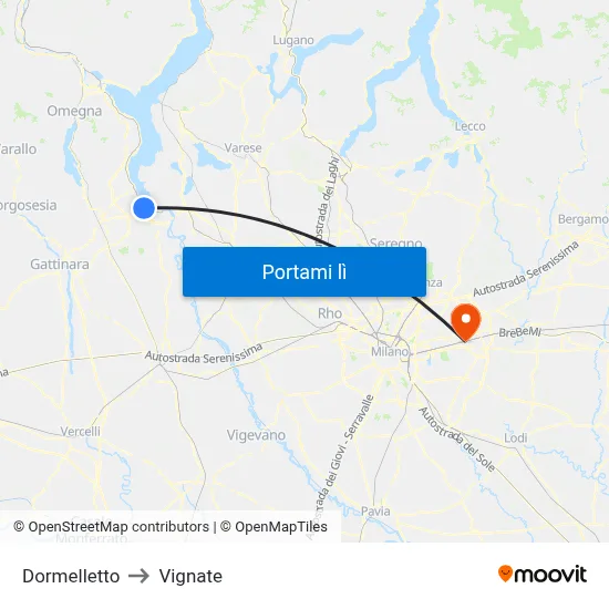 Dormelletto to Vignate map