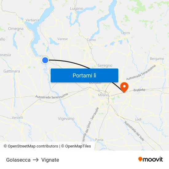 Golasecca to Vignate map