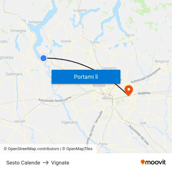 Sesto Calende to Vignate map