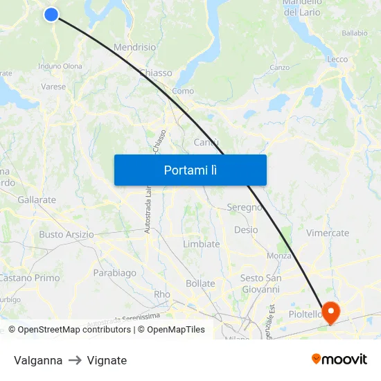 Valganna to Vignate map