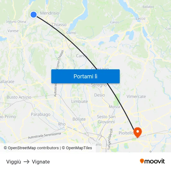 Viggiù to Vignate map