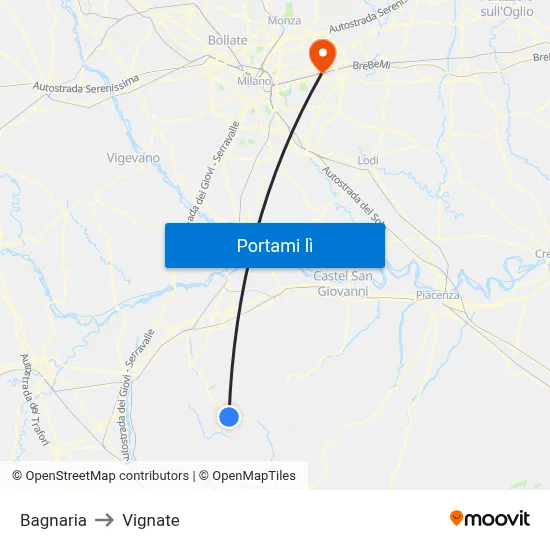 Bagnaria to Vignate map