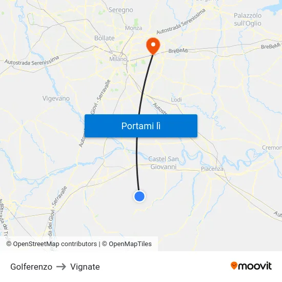 Golferenzo to Vignate map
