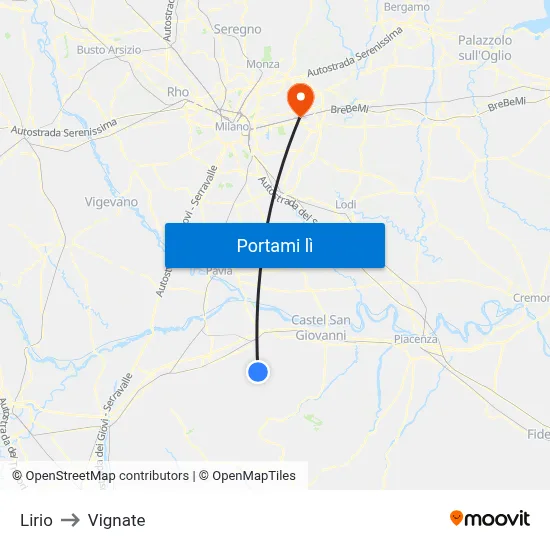 Lirio to Vignate map