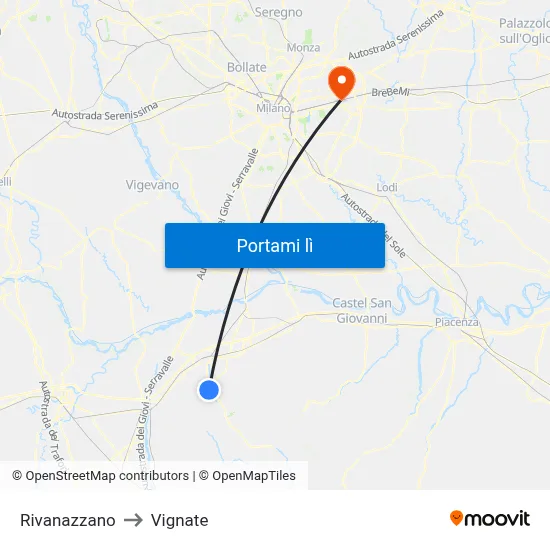 Rivanazzano to Vignate map