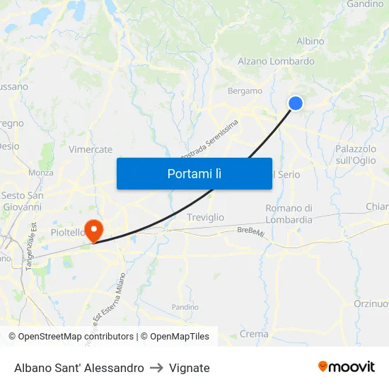 Albano Sant' Alessandro to Vignate map