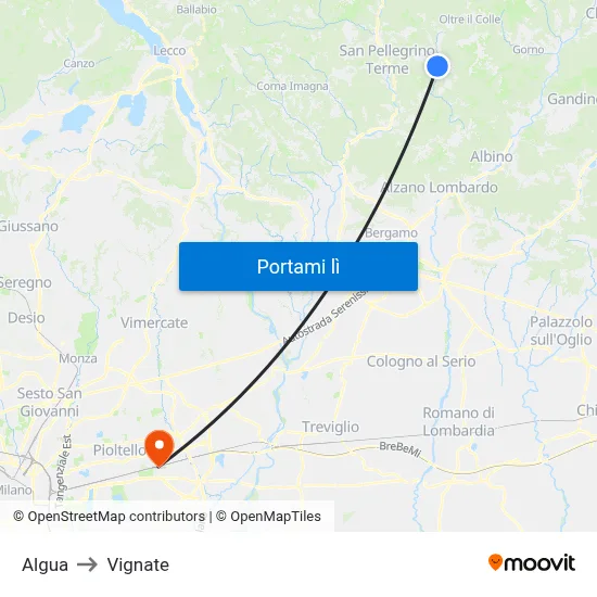Algua to Vignate map