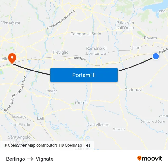 Berlingo to Vignate map