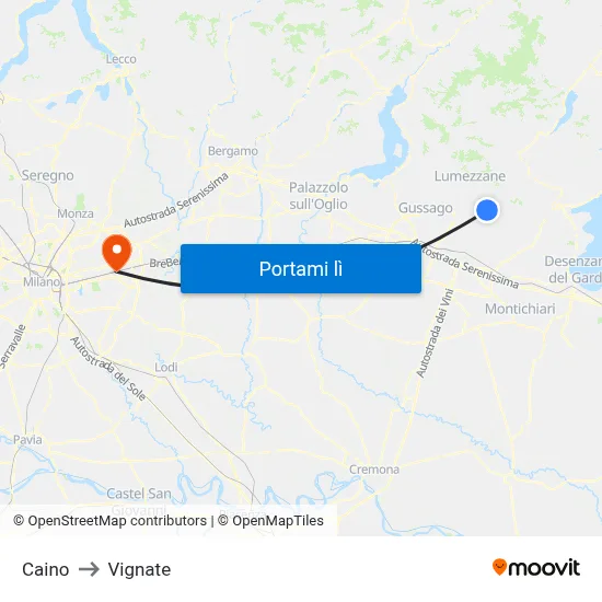 Caino to Vignate map