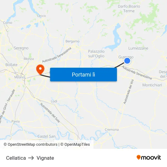 Cellatica to Vignate map
