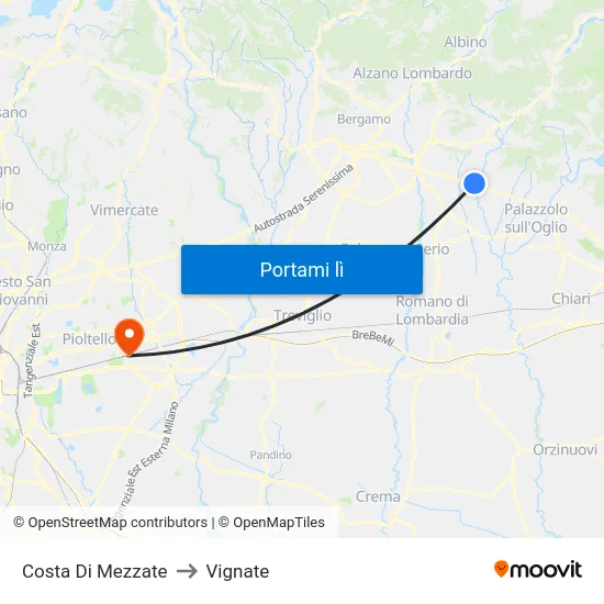 Costa Di Mezzate to Vignate map