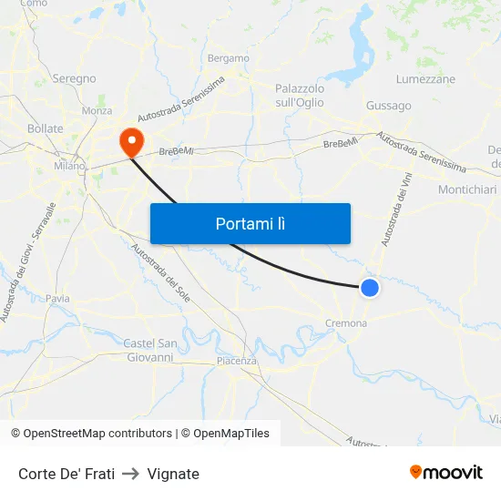 Corte De' Frati to Vignate map