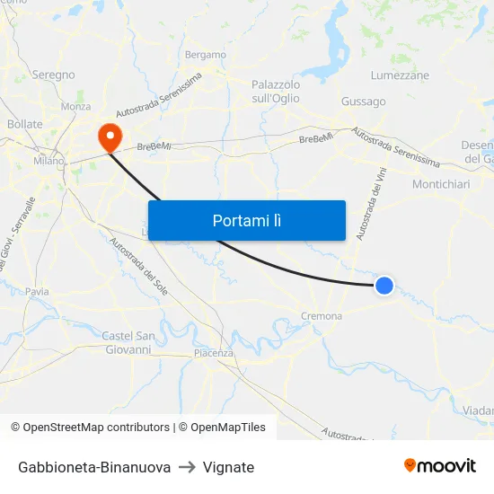 Gabbioneta-Binanuova to Vignate map