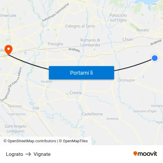 Lograto to Vignate map