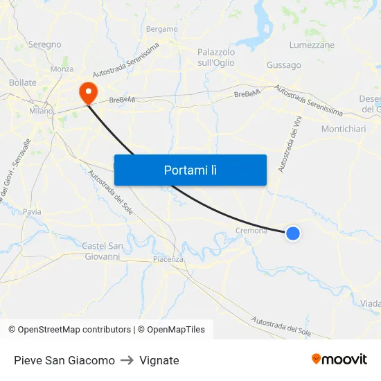 Pieve San Giacomo to Vignate map