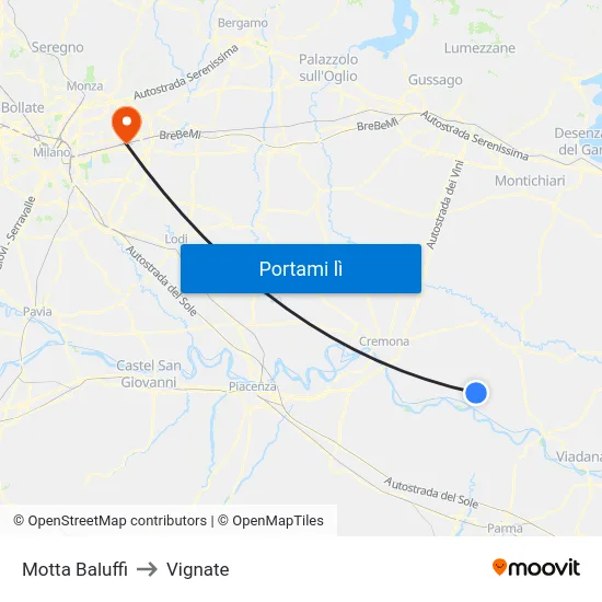 Motta Baluffi to Vignate map