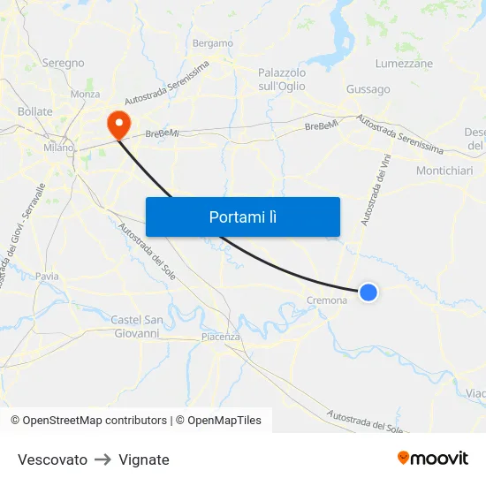 Vescovato to Vignate map