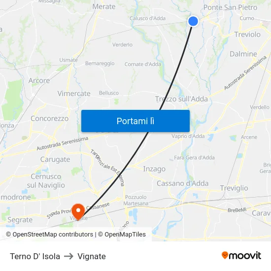 Terno D' Isola to Vignate map