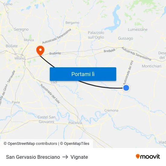 San Gervasio Bresciano to Vignate map