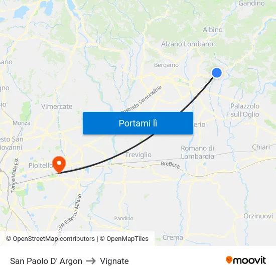 San Paolo D' Argon to Vignate map