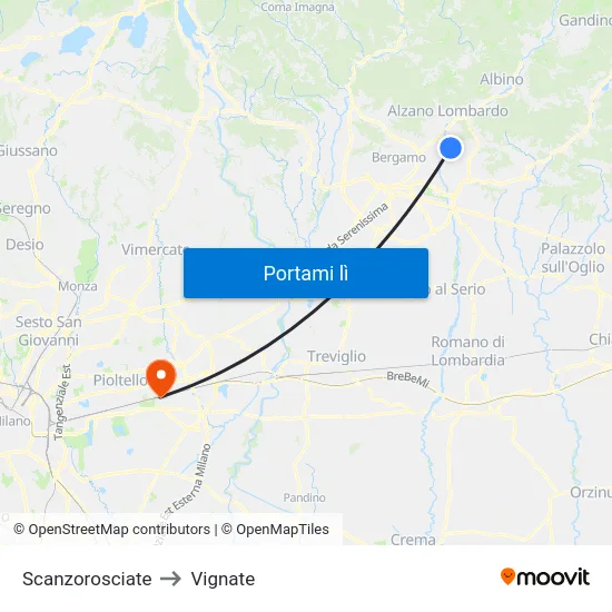 Scanzorosciate to Vignate map