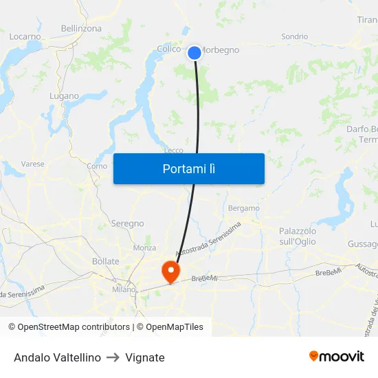Andalo Valtellino to Vignate map