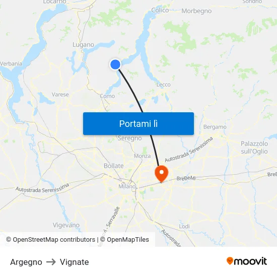 Argegno to Vignate map