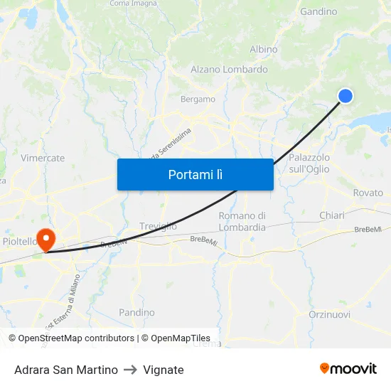 Adrara San Martino to Vignate map