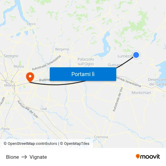 Bione to Vignate map
