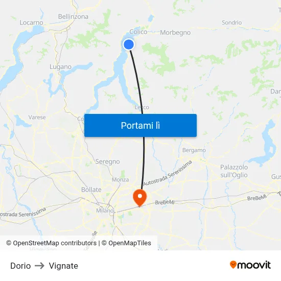 Dorio to Vignate map