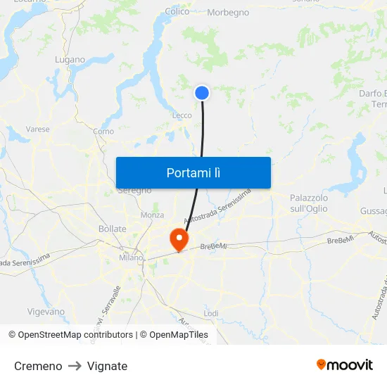 Cremeno to Vignate map