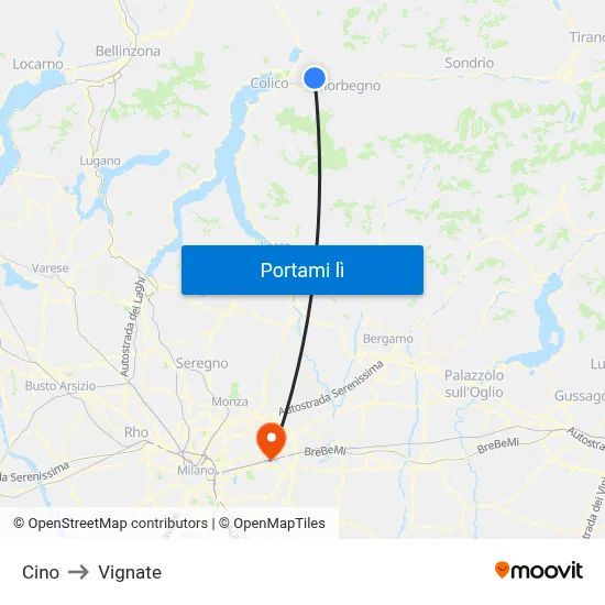 Cino to Vignate map