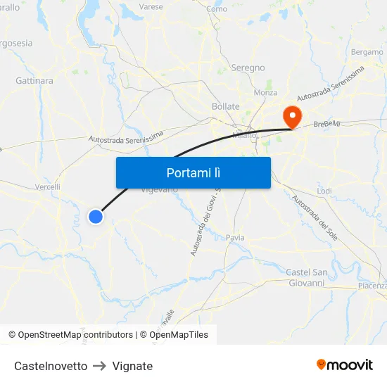Castelnovetto to Vignate map