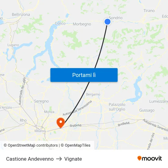 Castione Andevenno to Vignate map