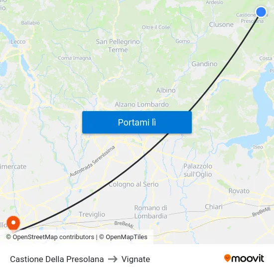 Castione Della Presolana to Vignate map