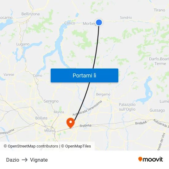 Dazio to Vignate map