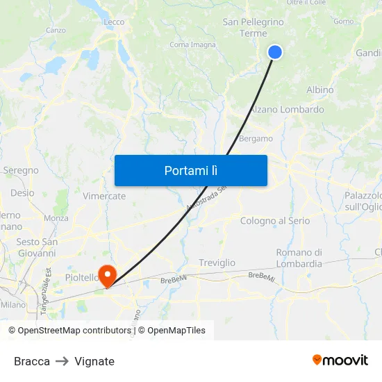 Bracca to Vignate map