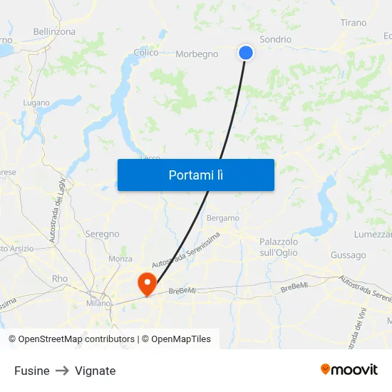 Fusine to Vignate map