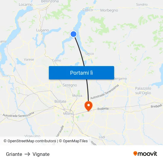 Griante to Vignate map