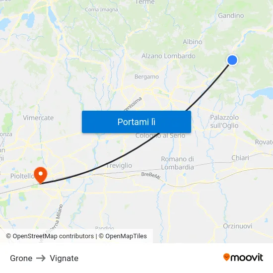 Grone to Vignate map