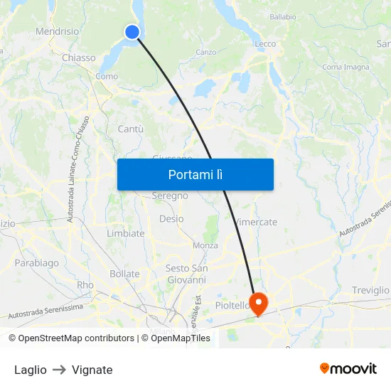 Laglio to Vignate map