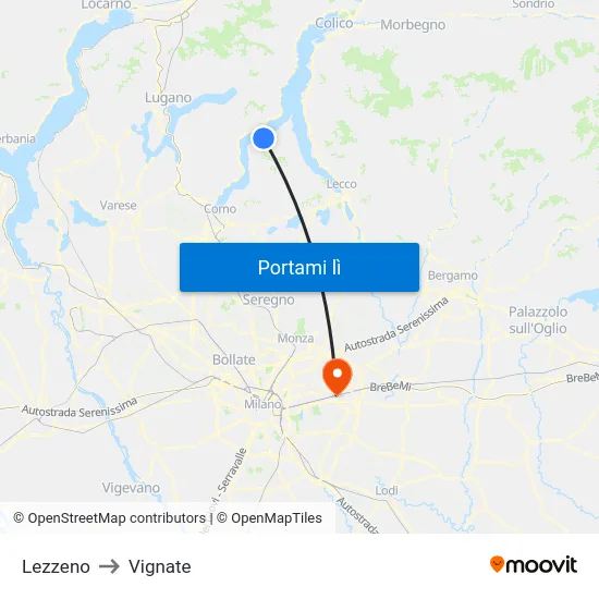 Lezzeno to Vignate map
