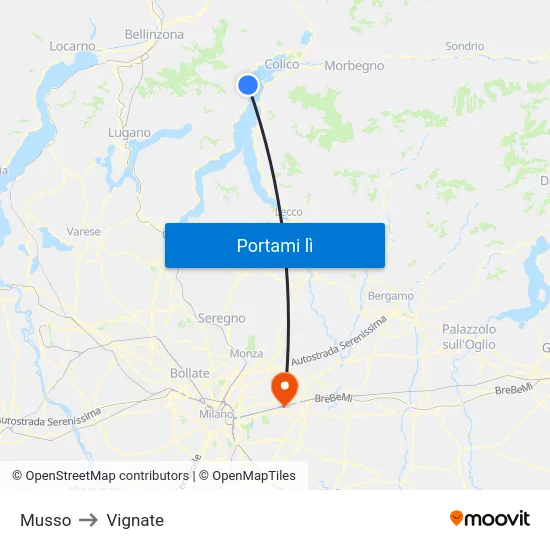 Musso to Vignate map