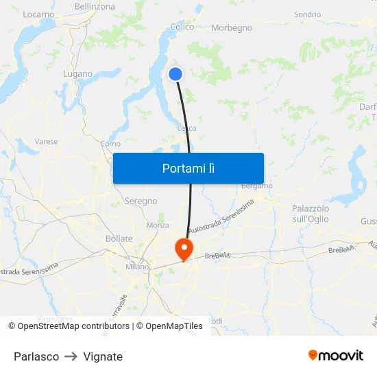 Parlasco to Vignate map