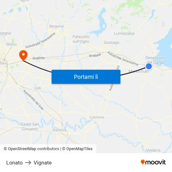 Lonato to Vignate map