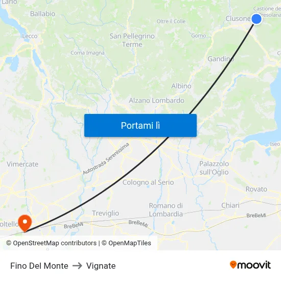 Fino Del Monte to Vignate map